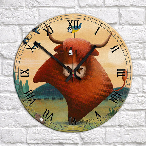 Ellie the Highland and Diedre - Highland Art Clock